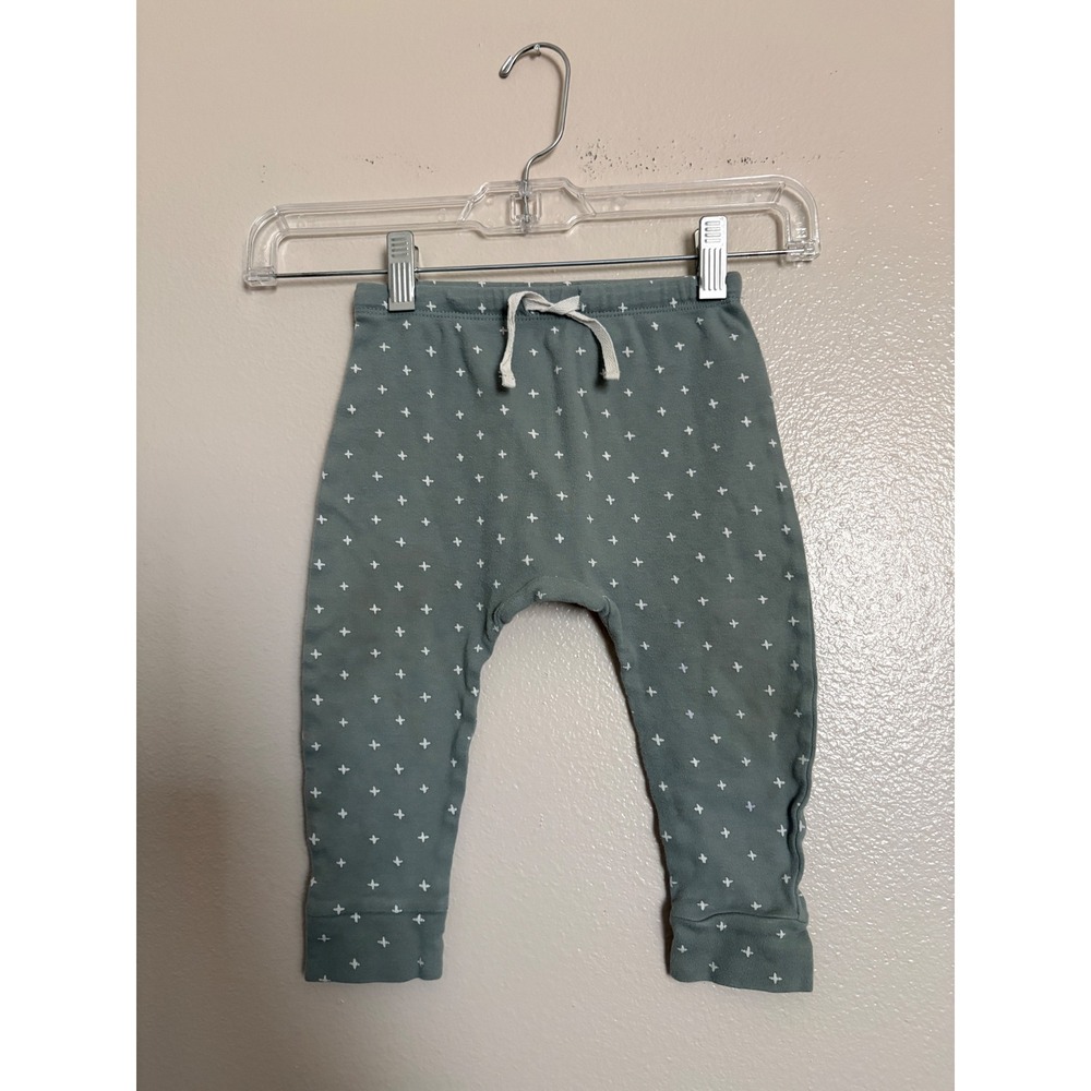 Q by Quincy Mae Sage Green Cross Print Organic Cotton Joggers Size 2-3Y